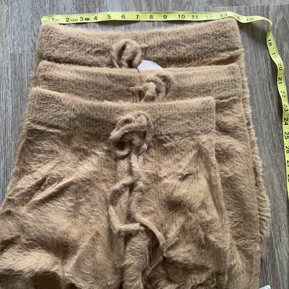 Fuzzy Drawstring Tan Shorts - Picture 10 of 12